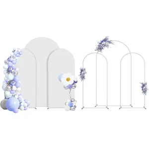 (7.3FT,6FT,6FT)Arch Backdrop Stand and Cover Set, Metal Balloon Arch, Wedding Stand Metal Frame for Birthday, Party, Baby Shower, Graduation Ceremony, White