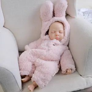 Lovely Realistic Reborn Baby Dolls Solid Silicone Baby Doll Full Body Girl 12 Inch 1.1kgs Squishy Reborn Baby Dolls 100 Percent Platinum Silicone Doll Squishy Babies with Implanted Eyelashes for Kids & Collector Asleep Fashion Lifelike Accessories Soft Wa