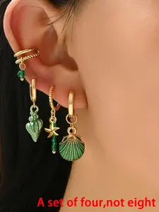 Boho Style Shell & Starfish Design Dangle Earrings, Fashionable Jewelry for Women, Daily Clothing Decor, Trendy All-match & Exquisite Jewelry for Birthday Gift, Earrings Set