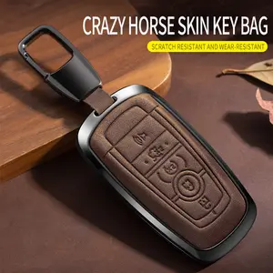 For Ford Key Fob Cover Leather Car 2017-2024 Bronco Escape Mustang Explorer F150 F250 F350 Key Case Vehicle Truck Accessories Car Key Protector Key Fob Shell