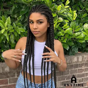 Anytime Wig Long Thick Braids with High-Quality Full Lace Synthetic Fiber Braid Headband, 32 Inches, Suitable for Daily Wear, Braided Hair Texture, Boho Butterfly Locs