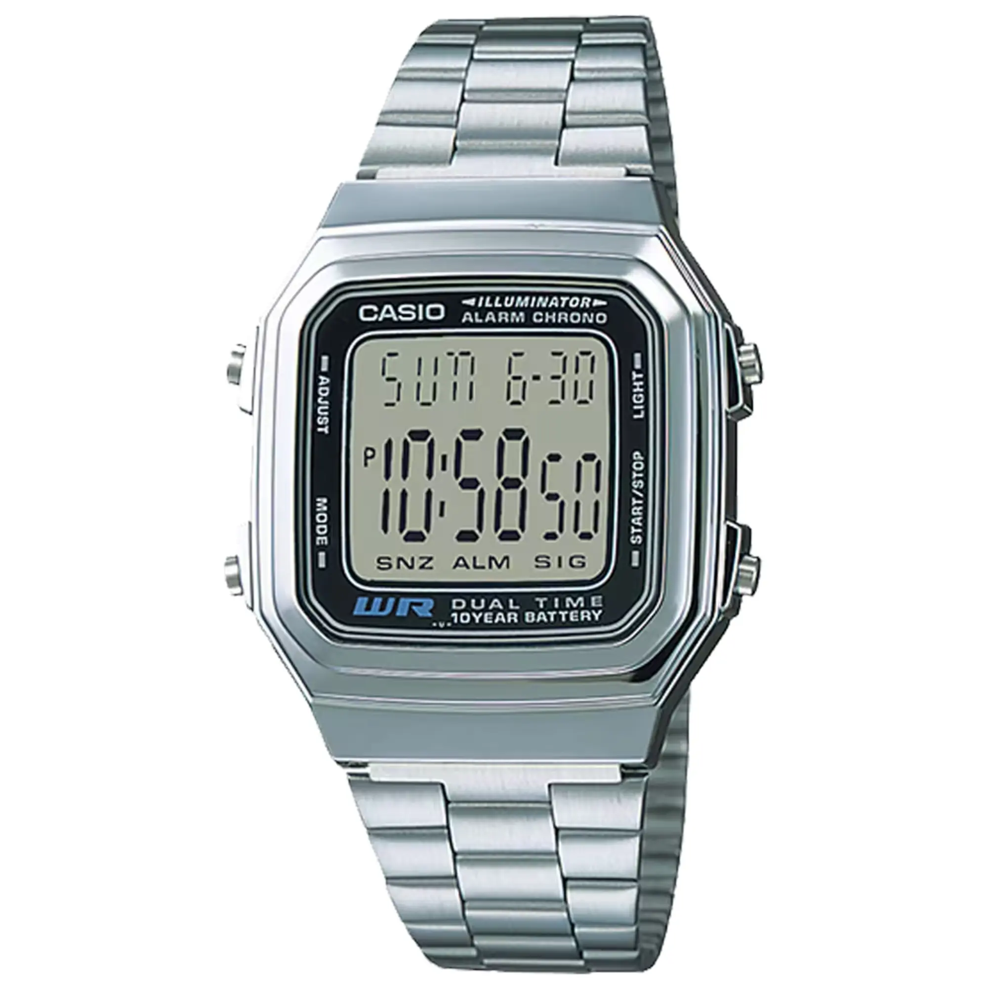Casio Men's Classic Digital Stainless Steel Watch Silver - A-178WA-1ACF