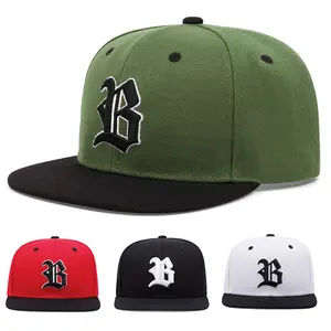 B Letter Embroidery Flat edge hat for men Hip Hop fashion visor Baseball cap for women