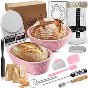 Sourdough Starter Kit, Premium Silicone Bread Proofing Basket Set, 18 Pcs/Set Round Oval Banneton Complete Sourdough Kit, Bread Making Tools