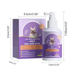 No Brushing Pet Oral Care Spray for Dogs & Cats - Dual Pack Natural Safe Non-Irritating Tartar Stain Odor Removal Infection Prevention Fresh Breath Cleaner