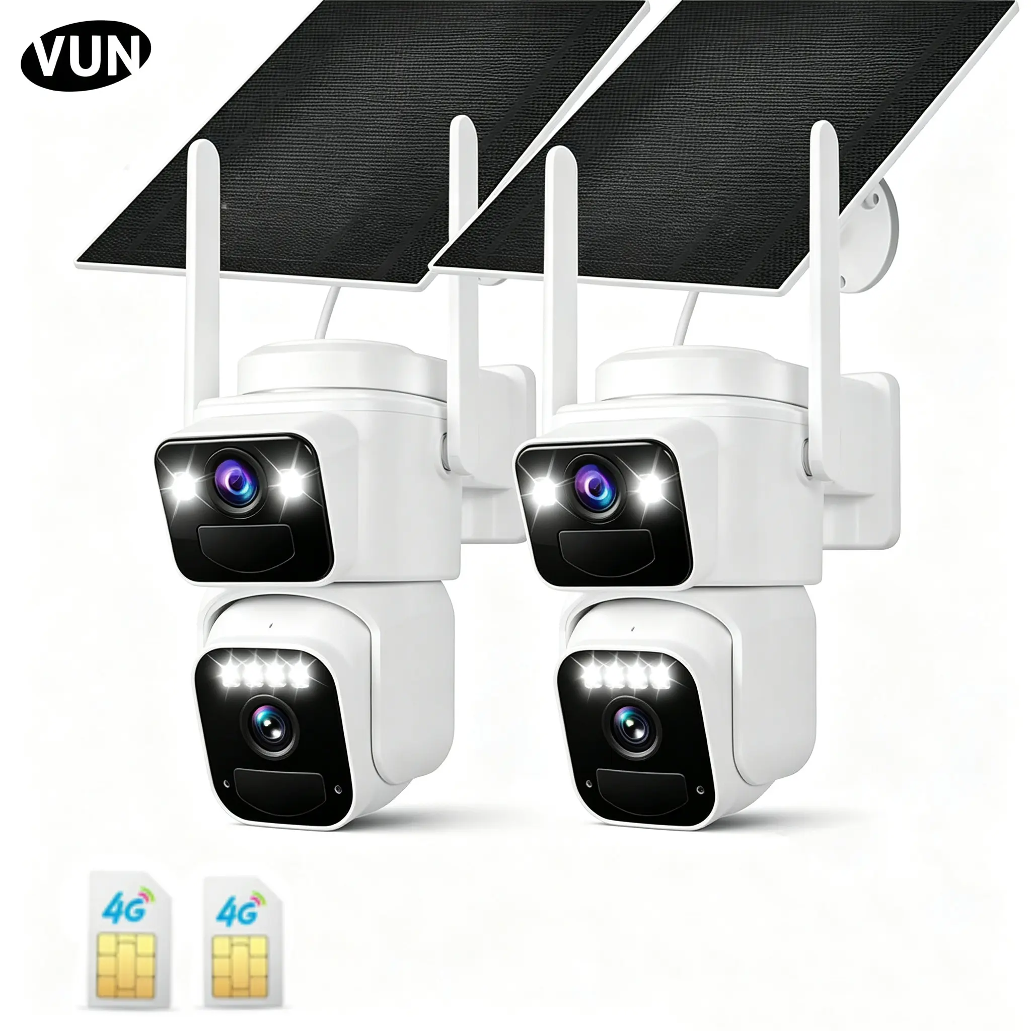 【VUN】4G LTE Weather-Resistant outdoor Wireless  smart Security doorbell camera Monitor with Solar Panel & Battery, full-color Night Vision, 360° View  , IP65 Waterproof, instant alert, 2-Way talk Audio, HD Video, Dual-Band WiFi, Easy Installation