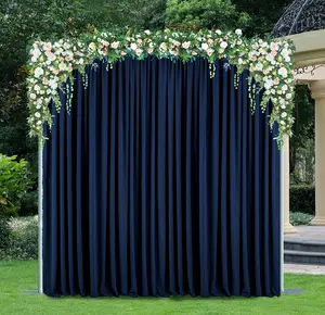 14 ft x 5 ft Scuba (Wrinkle-Free) (240 GSM) Event Backdrop Curtain Drape Panel - Navy Blue (1pc) (Copy)