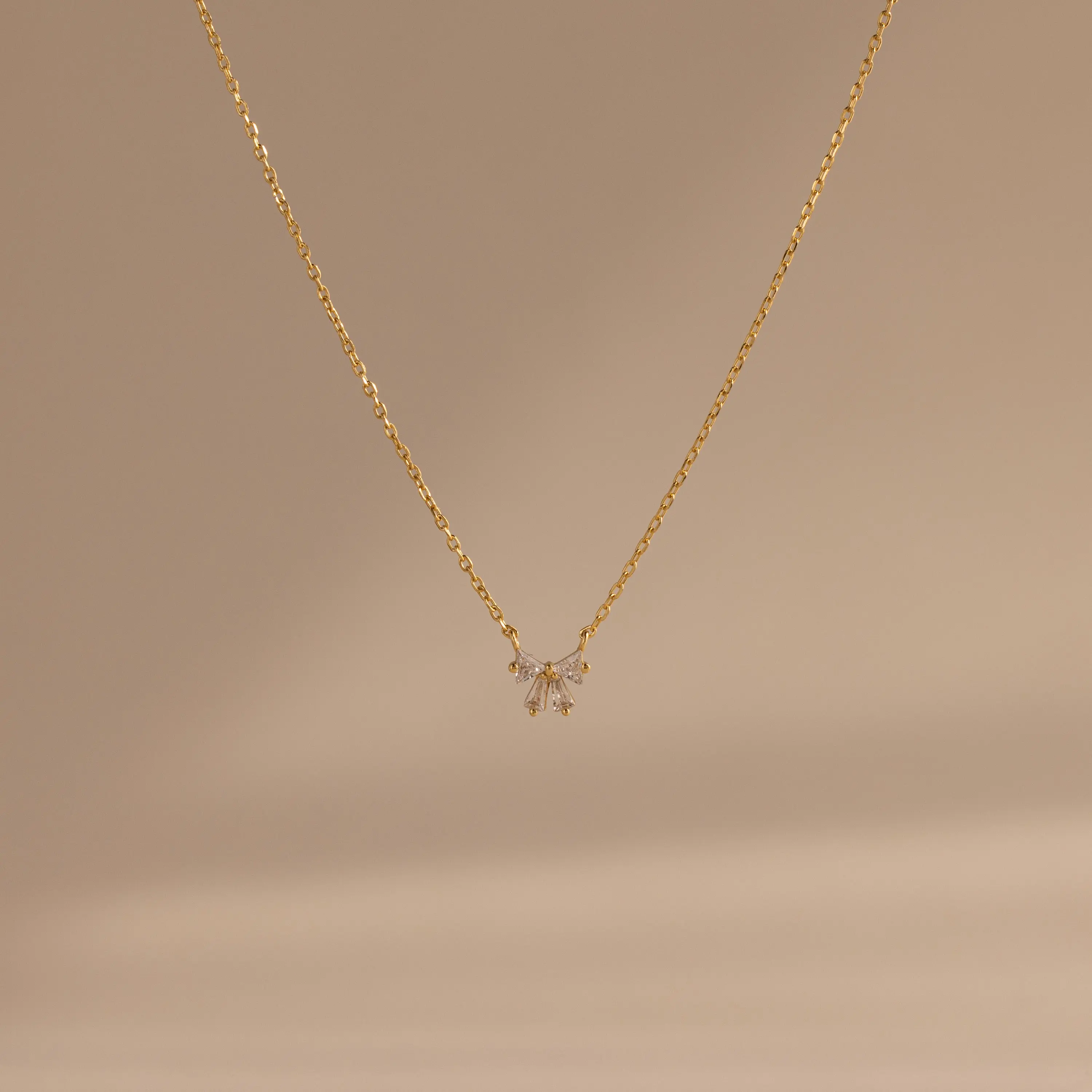 Diamond Bow Necklace by Caitlyn Minimalist - Dainty Crystal Ribbon Charm Necklace - Cute Coquette Jewelry - Birthday Gift for Her