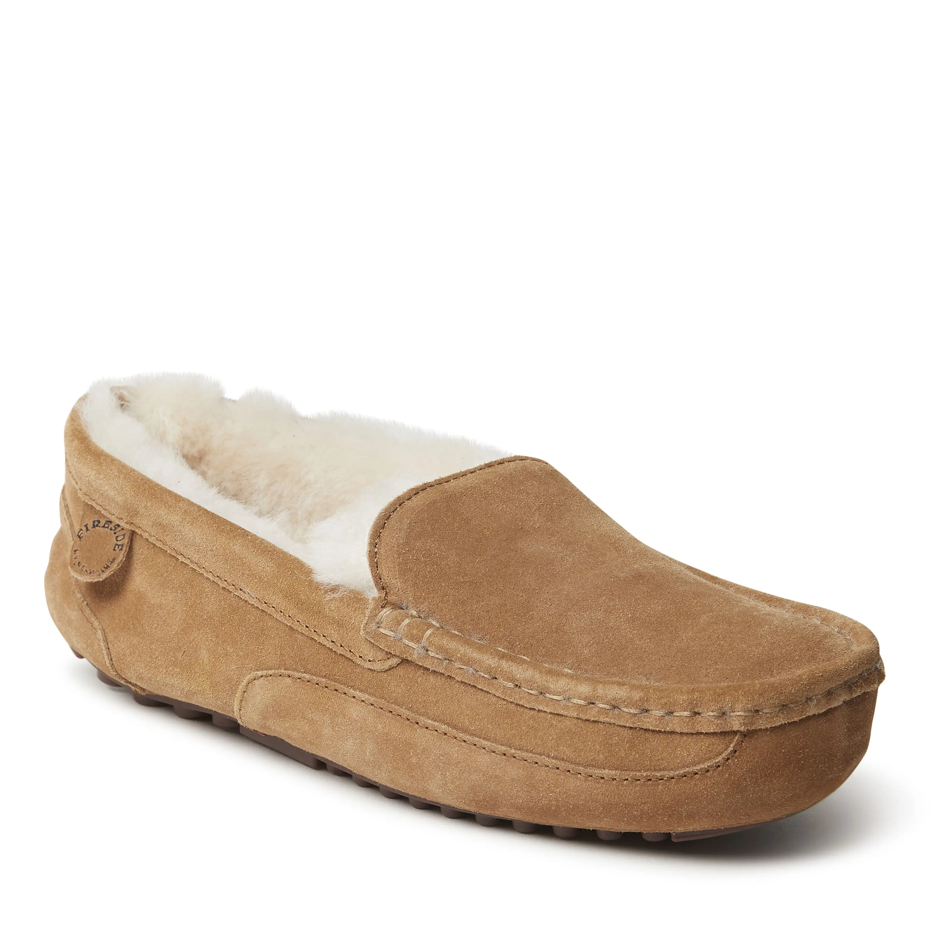 Men's Fireside By Dearfoams Melbourne Genuine Shearling Moccasin Slipper - Suede Slip-On Footwear, Cozy Men's Shoe