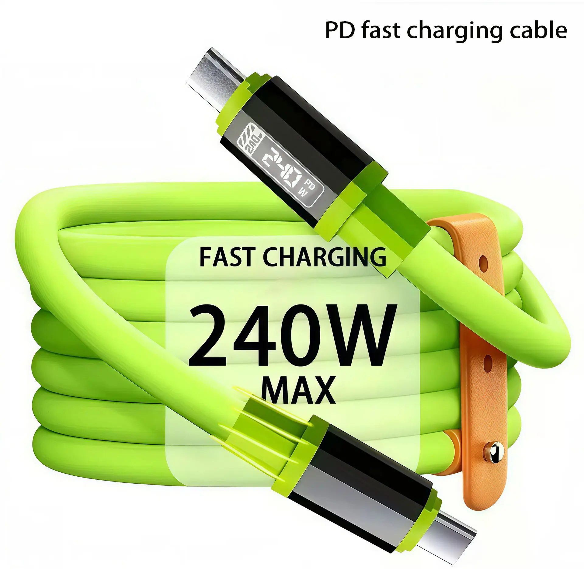PD 240w Fast Charging Durable Cable, Fast Charging Cords, 0.3m/1m Silicone Material, 480mbps High-Speed Transfer, Type C to C LED Display, Compatible with Mobile Smartphone Cellphone iPhone Samsung Huawei