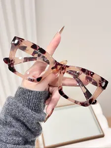 Women's Square Frame Glasses, Square Eyed Glasses, Square Eyeglasses, Preppy Style Cute Decoration Flat Mirror, Fashionable Eyewear for Daily Wear, Trendy Accessory for Women
