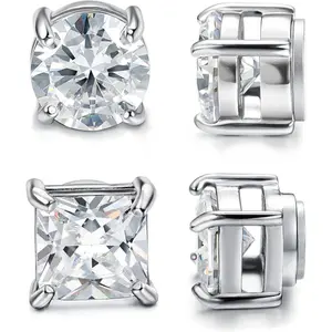 Cassieca 2 Pairs Stainless Steel Magnetic Stud Earrings for Men Women Non-piercing CZ 5-8MM FallFreshness Cassieca 2 Pairs Stainless Steel Magnetic Stud Earrings for Men Women Non-piercing CZ 5-8MM FallFreshness