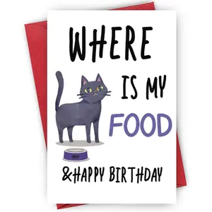 Funny Cat Pattern Birthday Card, 1/3/5 Counts Humorous Birthday Card for Cat Lovers, Birthday Gift for Cat Mom Or Cat Dad, Greeting Card for Son Nephew Daughter