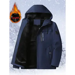 Men's warm and cozy winter jacket, fully zippered closure, hooded windbreaker, machine washable cold weather outdoor clothing, suitable for skiing, snowboarding, hiking windproof jacketRAIMENTRY