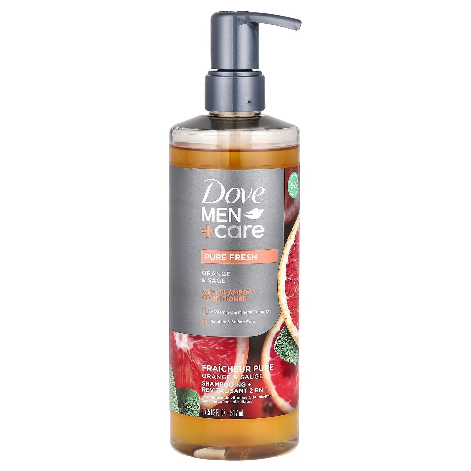 Dove Men + Care, 2-in-1 Shampoo + Conditioner, Orange & Sage , 17.5 fl oz (517 ml)