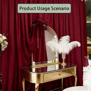 One-piece set, burgundy party stage backdrop fabric, polyester material, 28*119 inches, suitable for parties/weddings/festivals/stages, decorating tables, arches, dessert tables, stage curtains, and backdrops, Party Decoration Supplies