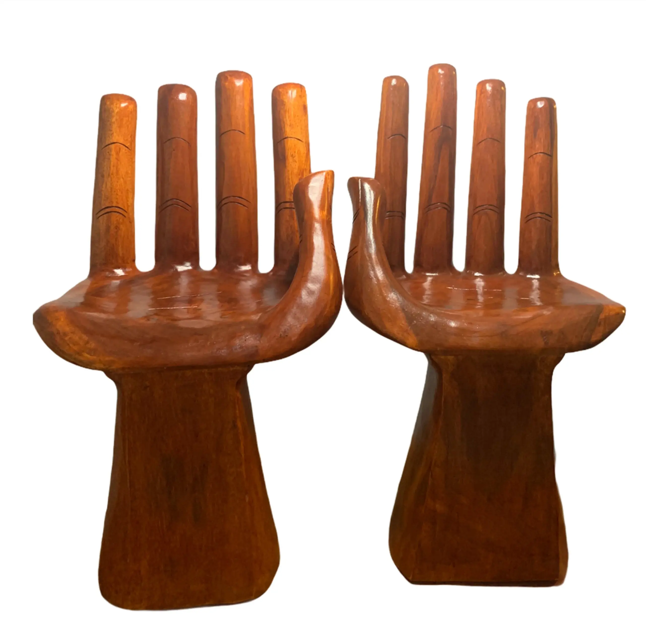 Hand‑Carved Wooden Hand Chair  Rustic Boho Accent Furniture, Buddha‑Inspired Sculptural Décor, Handmade Statement Chair