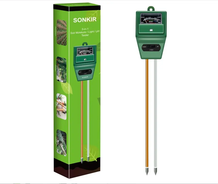 Soil pH Meter, MS02 3-in-1 Soil Moisture/Light/pH Tester Gardening Tool Kits for Plant Care, Great for Garden, Lawn, Farm, Indoor & Outdoor Use (Green)