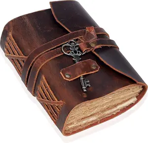 Leather Journal for Women Men, Deckle Edge Paper Leather Notebook of 180 GSM, Book of Shadows Journal Blank, Leather Bound Journal diary (Brown)