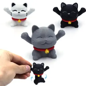 FuRise 3D Printed Stretch Cat Toy – Funny Fidget Animal Model, Stress Relief Spiral Cat, Cute Desk Decor Gift for Kids, Friends & Home