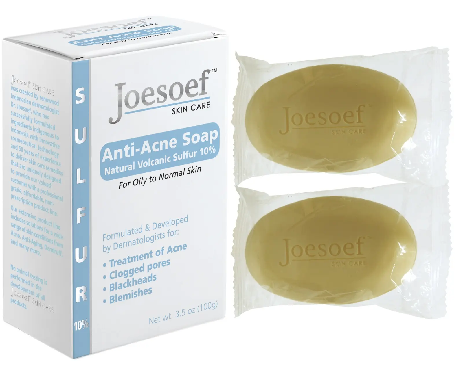 JOESOEF SKIN CARE Sulfur Soap for Acne Pharmaceutical Grade Dermatologists Approved for Acne Rosacea 100G 2 PACK