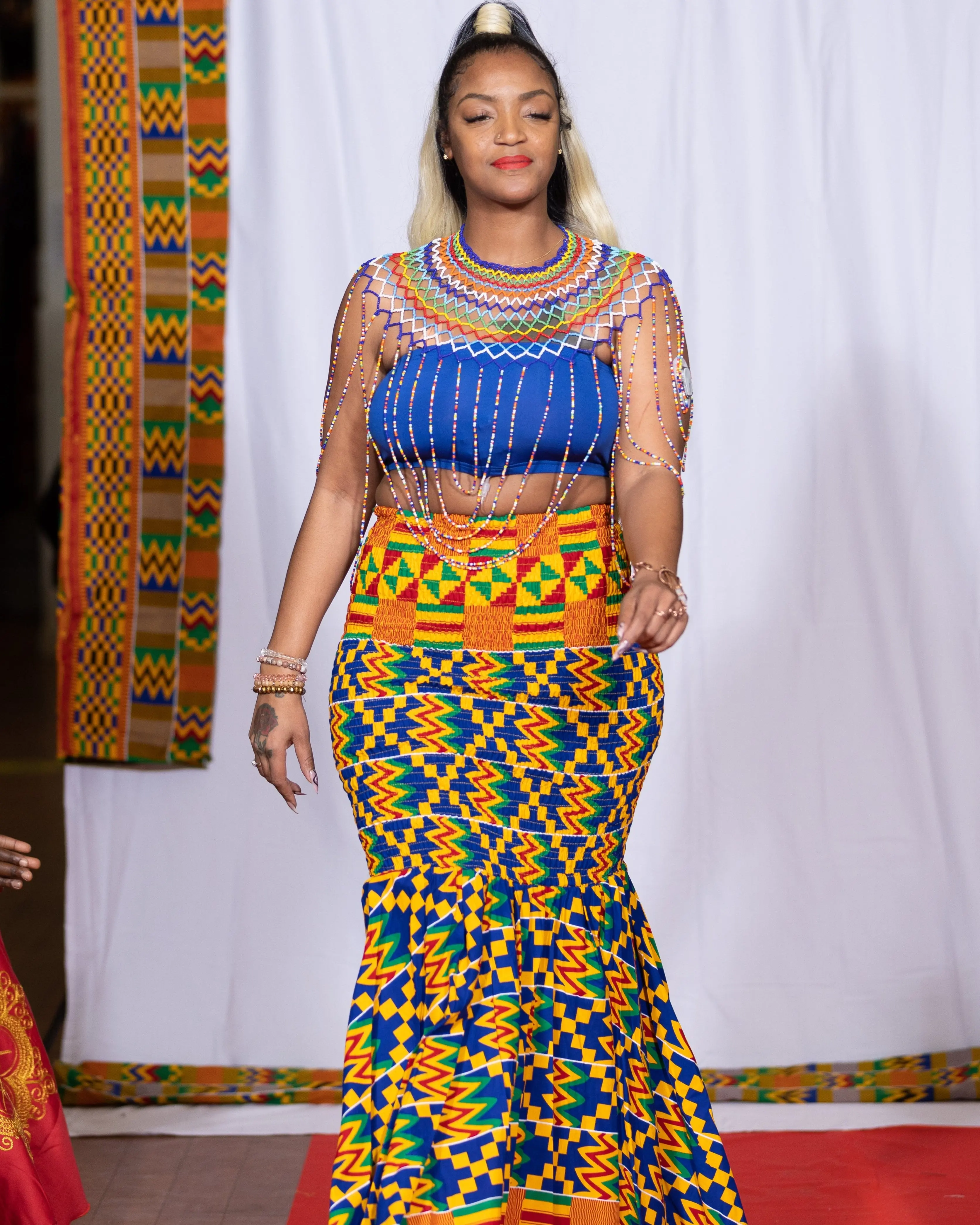 Vibrant Kente Mermaid Skirt – Traditional African Print Design