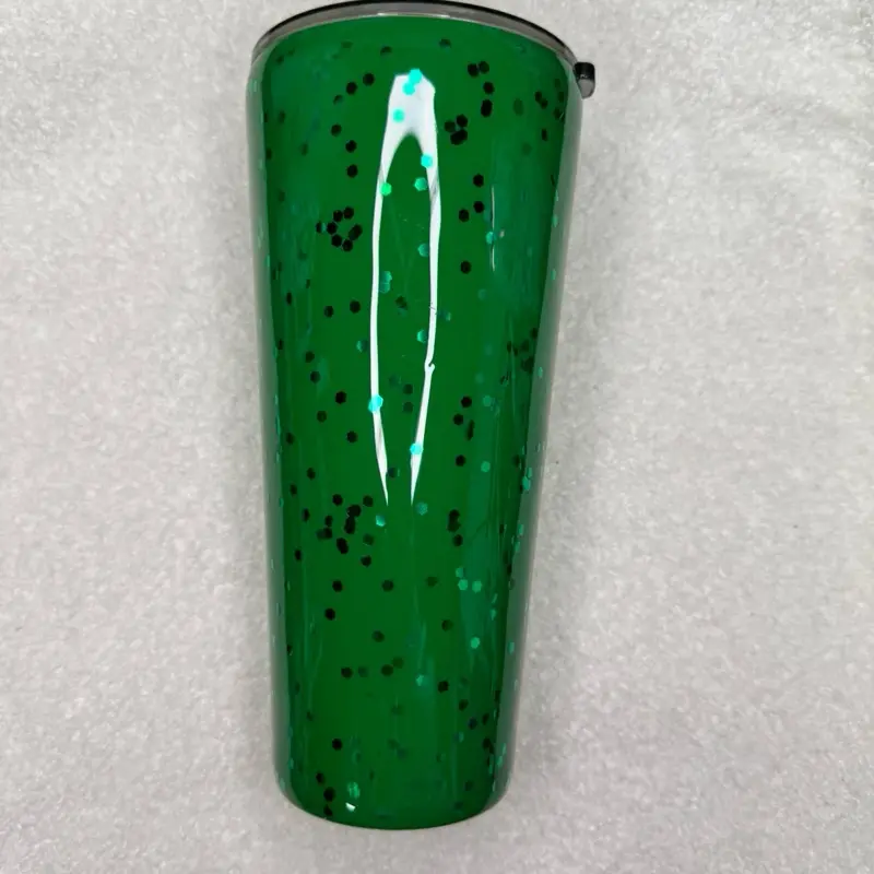 Green Glitter Epoxy Tumbler with Sparkling Design for Everyday Use