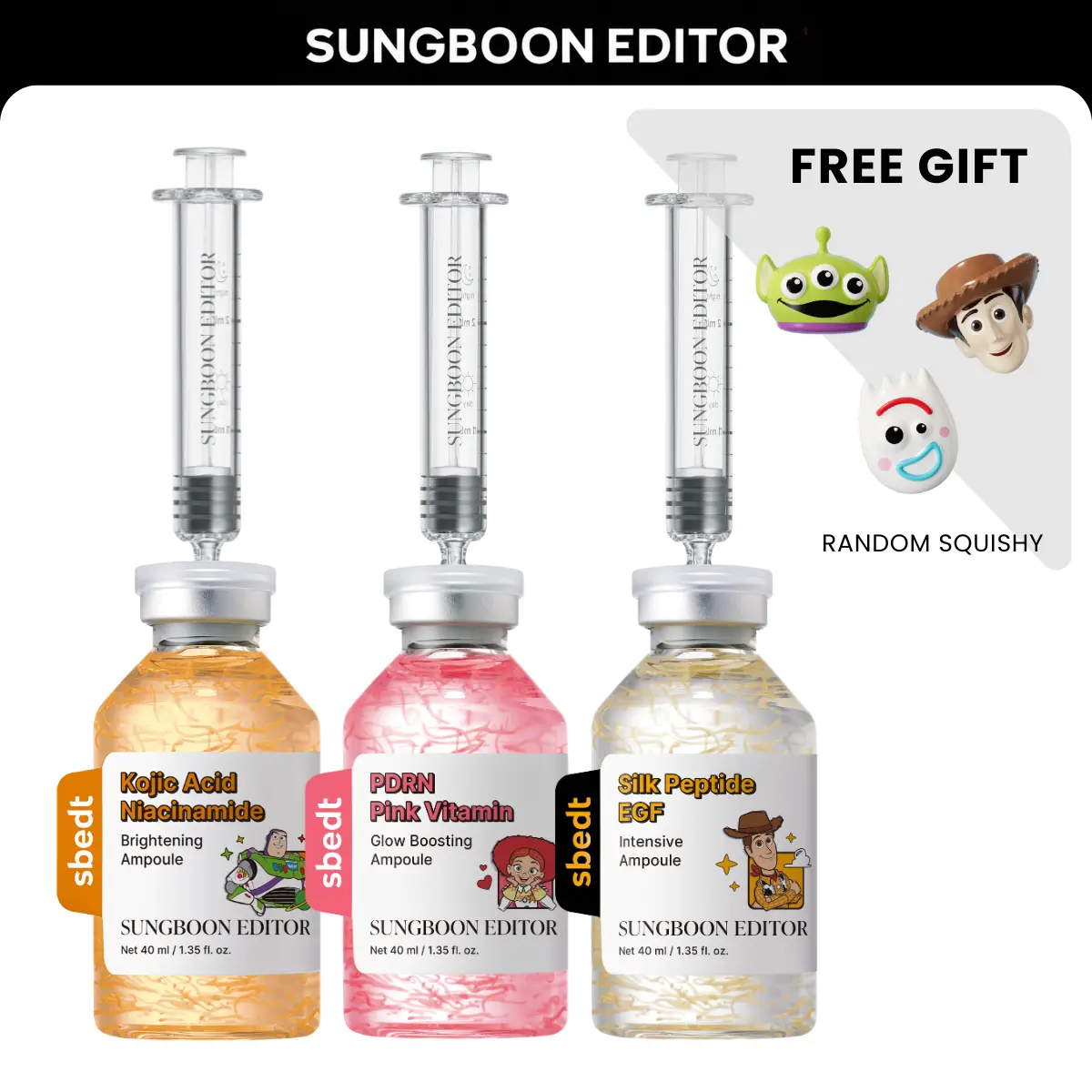 [Toy Story X Sbedt] Ampoule Trio | Silk Peptide EGF + Kojic Acid Niacinamide + PDRN Pink Vitamin Ampoule