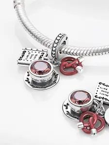 Coffee Cup Design Pendant Charms Beads, Fashionable Jewelry for Women & Girls, Trendy All-match & Exquisite Jewelry for Birthday Gift