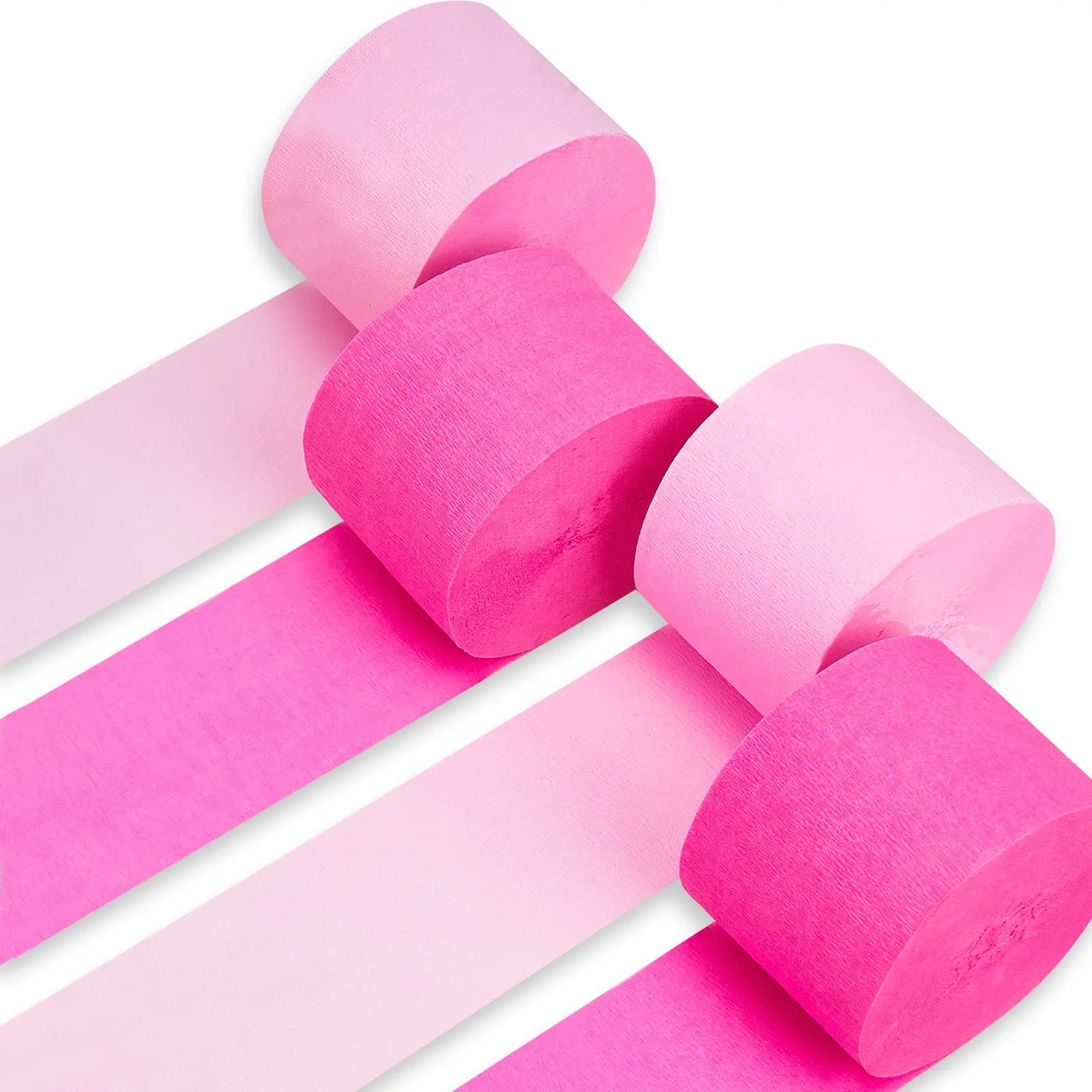 PartyWoo Pre-Rolled Crepe Paper Streamers, 4 Units (1.8 in x 82ft/roll, 328 ft Total, 30% Thicker) - Hot Pink Home & Festive Supplies for Wedding Decorating, Apartment Use