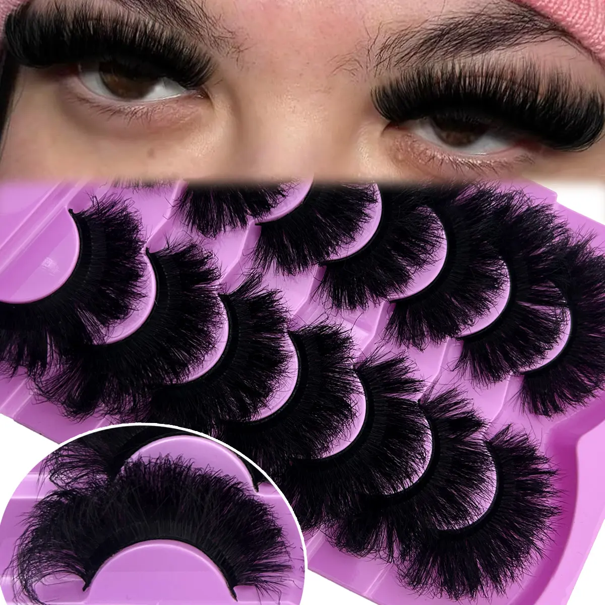 New 7 Pairs Russian Curl False Eyelashes, Artificial Mink Lashes, Natural Look D Curl Voluminous Fake Lashes, Volume Fluffy Lashes, Reusable Dramatic Long Lasting Makeup, Fluffy Lashes