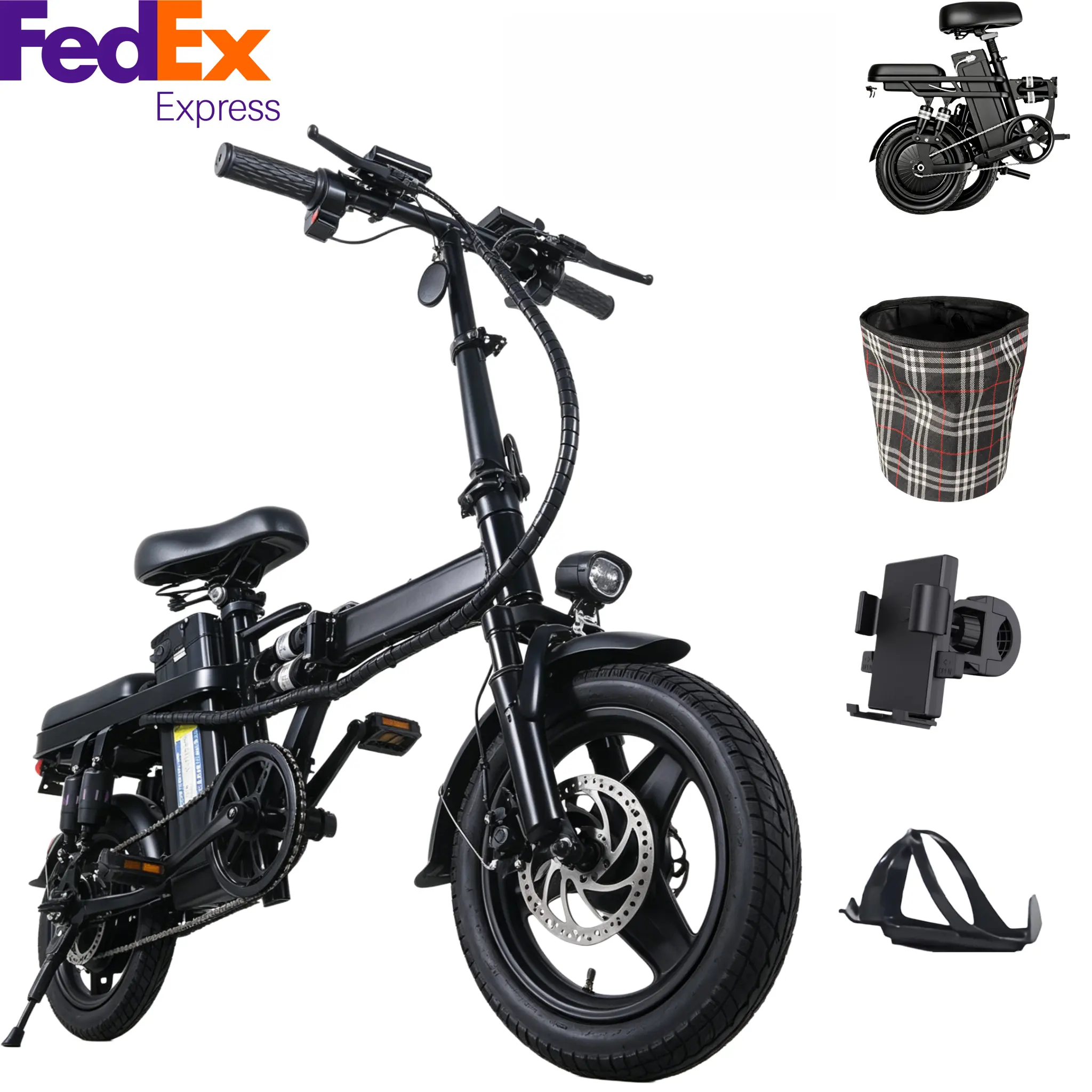 Adult Folding Electric Bike - 800W Peak Motor, 48V 15Ah Removable Battery, Up to 20 MPH & 30 Mi Range, 14-Inch Tubeless Tires, Front-Rear Suspension, Dual Disc Brakes, 3 Riding Modes, Dual Seats, 3-Step Folding Design Powerful All-Terrain