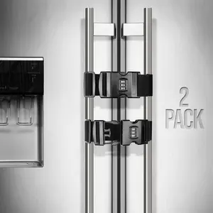 FridgeLockforAdults,(2Pack)FrenchDoorRefrigeratorLock,AdjustableRefrigeratorLockforKids,Toddlers,andAdults,DoubleDoorFridgeLock,EasyInstallation