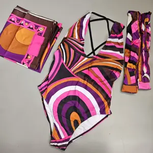 Women's 2026 Summer New Fashion Printed Personalized Hanging Neck Backless 1-Piece Swimsuit - Swimsuit for Beach, Sports & Outdoor Use