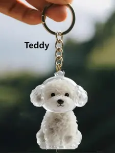 3-Piece Transparent Pet Hair Storage Box Pendant Keychain, Stylish Keychain, Cute Sitting Dog Design, with Chain Link, for Dog Owners, Durable Acrylic Organizer for Keys, Bags, Home or Outings, Pet Memorial Gift for Dog Lovers, Sturdy Ring Attac