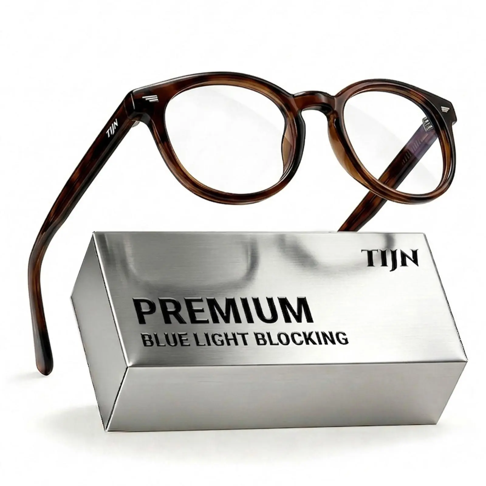 TIJN Blue Light Blocking Glasses Men Women Vintage Thick Round Rim Frame Eyeglasses