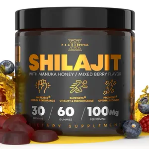 Peak Revival-X Himalayan Shilajit w/ Manuka Honey Mixed Berry Flavor Gummies 100mg per Serving 60 Vegan Gummies for Men & Women Natural Strength Focus Stamina Support