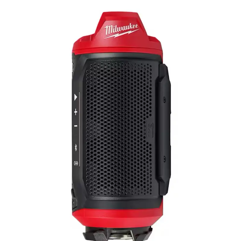 Milwaukee M12 12-Volt Lithium-Ion Cordless Bluetooth Jobsite Speaker with PACKOUT Compatibility 3.5" Woofer High-Frequency Tweeter Clear Sound Audio-Link 10 Hours Runtime IP64 Rated Portable Smartphone