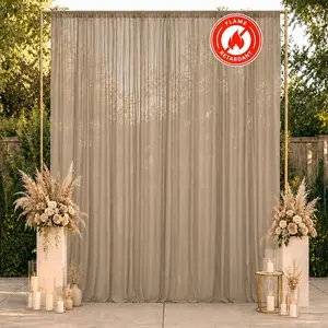Chiffon Backdrop Curtain Panel 10ft x 12ft – Natural Durable Flame Resistant Sheer Draping Fabric with Rod Pocket