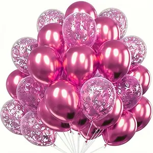 [Metallic Confetti Balloons] 28count Metallic Confetti Balloons| Shiny Latex for Birthday, Wedding, Valentine's Party Decorations - Balloon Decor, New Year Events