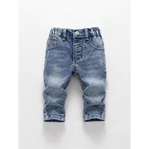 2026 Spring New Arrival, Baby Boy Blue Stretch Jeans, Mid-Waist Design, Comfortable to Wear, Casual and Versatile Pants Infants and Toddlers