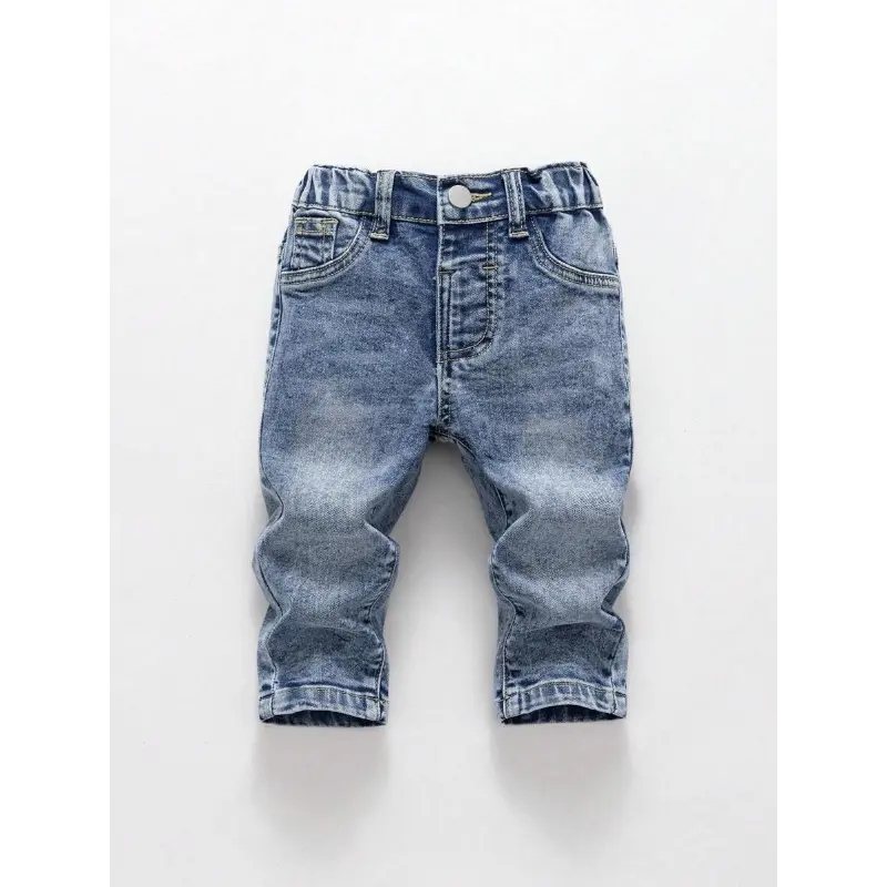 2026 Spring New Arrival, Baby Boy Blue Stretch Jeans, Mid-Waist Design, Comfortable to Wear, Casual and Versatile Pants Infants and Toddlers