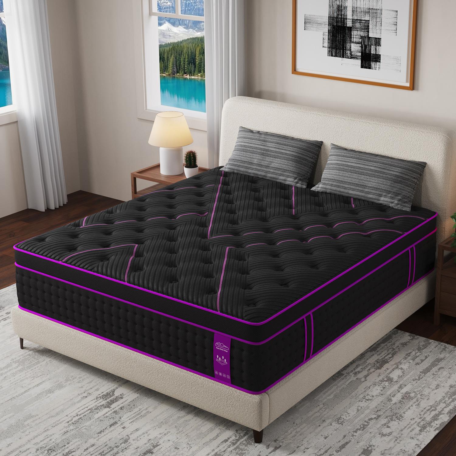 12/14 Inch Twin Full King Queen Mattress,  Memory Foam Pocket Spring Hybrid Mattress in a Box,with Provide Support and Improve Sleep Mattresses,Medium Firm