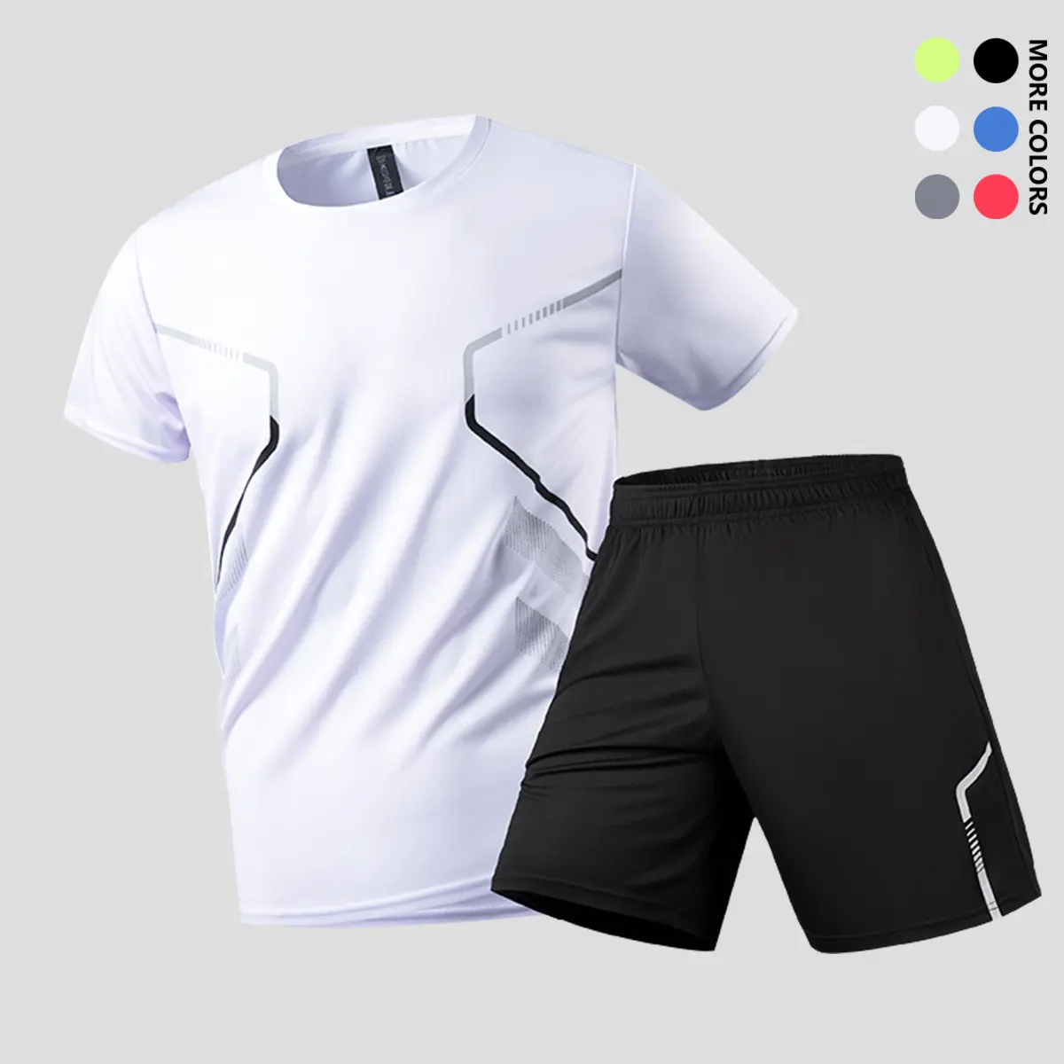 Men's spring/summer two-piece running set made with moisture-wicking, breathable, quick-dry fabric (short-sleeve shirt and shorts).Perfect for gym workouts, outdoor basketball, hiking, and mountain climbing,summervibes