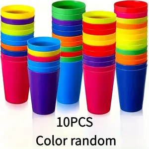 10-Pack Reusable Colorful Plastic Cups, 8.79oz Drinking Cups, Multi-Color Options, Ideal for Outdoor Parties, Camping, Travel, Kitchen Use, Party Supplies