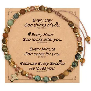 Summer beaded cross bracelets, simple bohemian style handmade braided inspirational bracelets for women jewelry bracelets