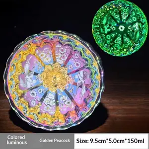 Glow-in-the-Dark Cup with Gold-Inlaid Peacock Jianzhan Tea Cup Rainbow Peacock Tea Cup Magpie with Spread Wings