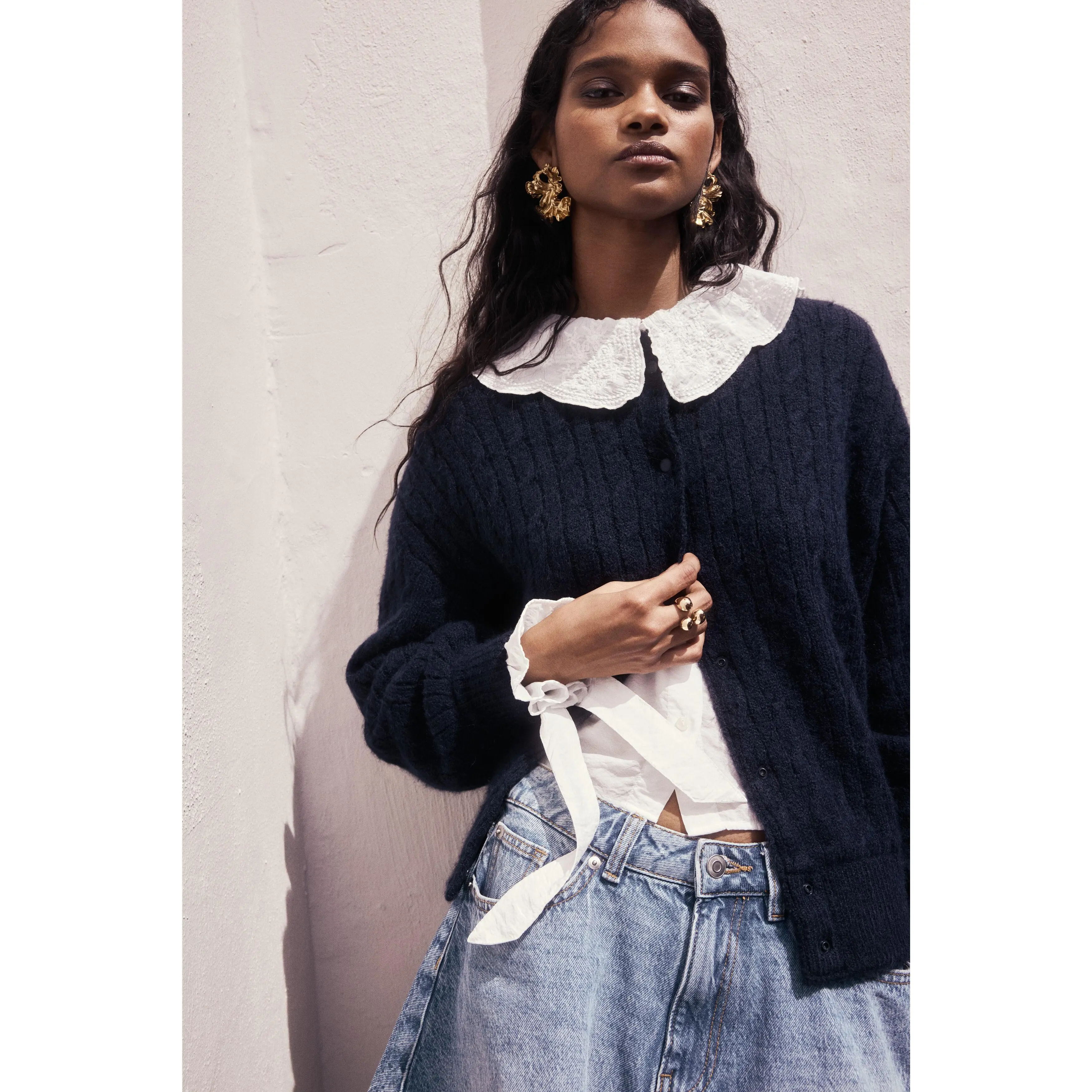 H&M Cable-knit bomber jacket