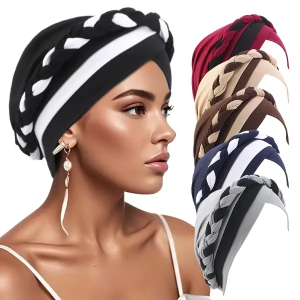 3Pcs Stylish Two-Tone Cross Handmade Twisted Braid Headbands - Ideal for Everyday Use, Festive Gatherings, And a Distinctive Gift for Loved Ones