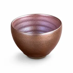 Metallic Glaze Tea Cup, Iridescent Brown Ceramic Tea Bowl, Chinese Style Gongfu Tea Cup for Tea Lovers